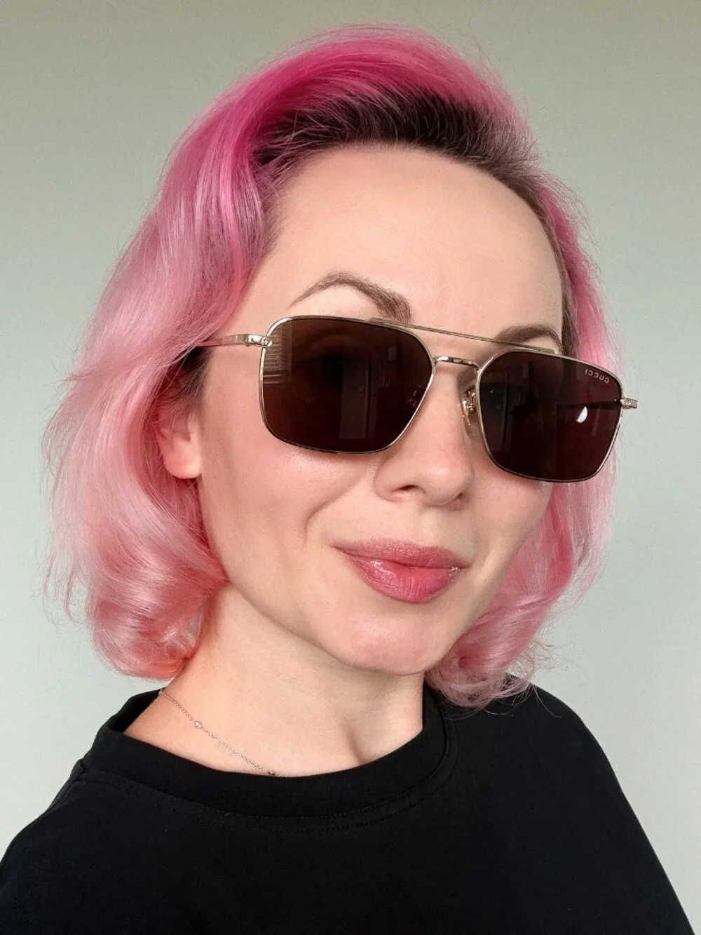 Gucci Women Sunglasses Gold Brown Rectangular GG1957SA 002 NEW AUTHENTIC